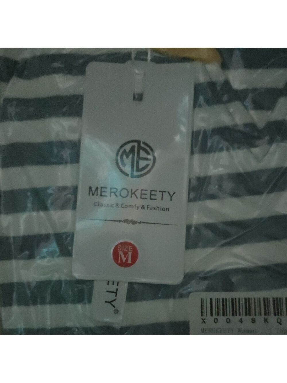 Merokeety Striped Sweatshirt Blue White Yellow - Picture 4 of 6